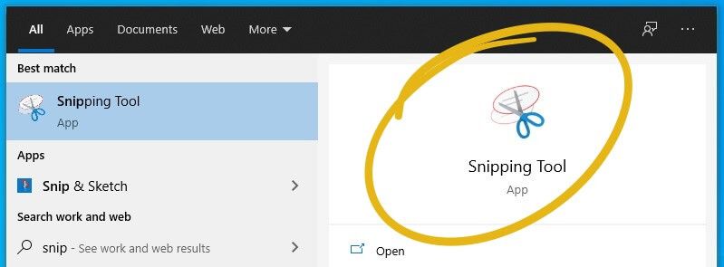 Windows 10 snipping tool